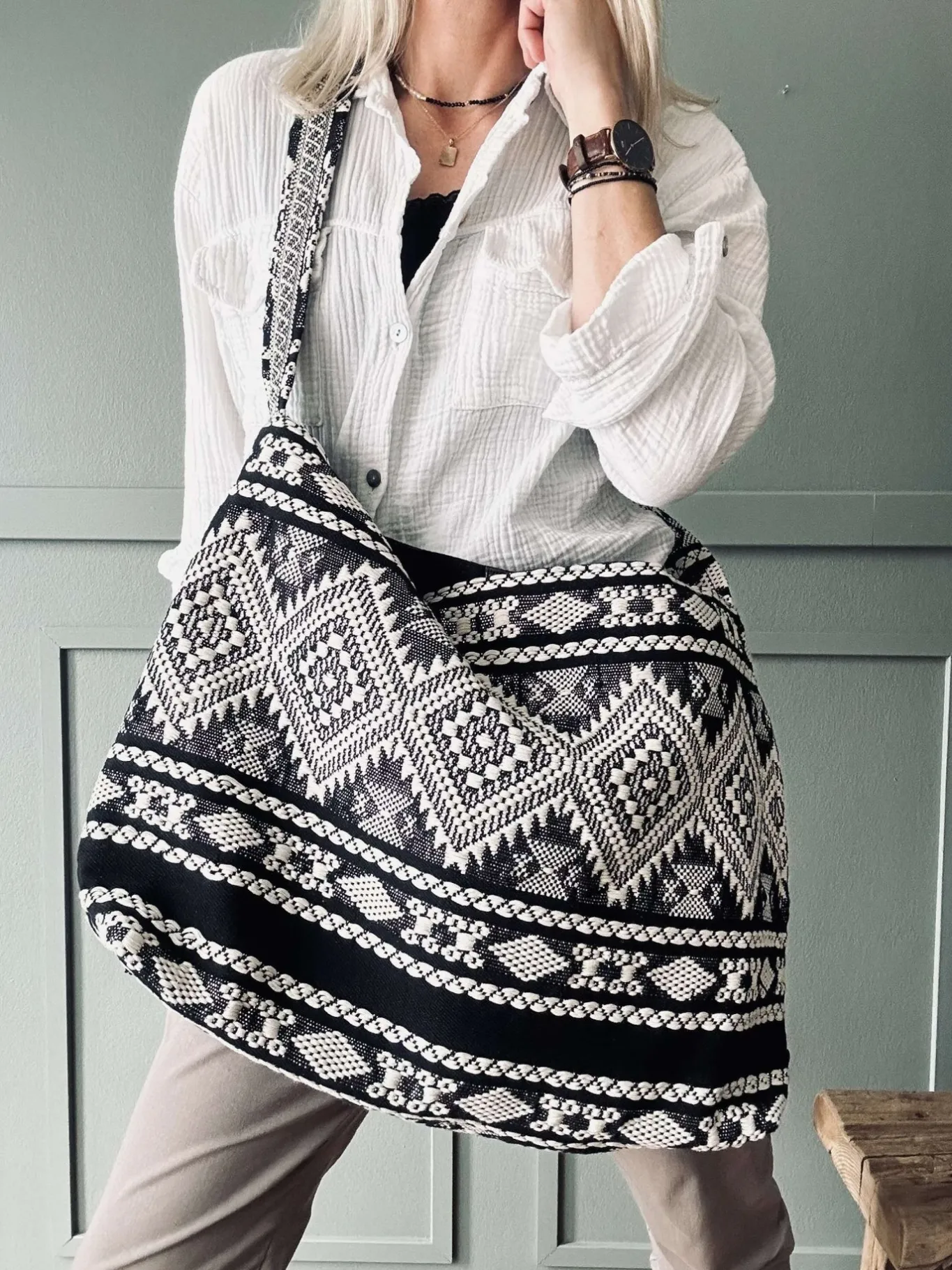 VIAMAJA Skuldertasker|Shoppere<Shopper Black boheme – Perfekt til yoga
