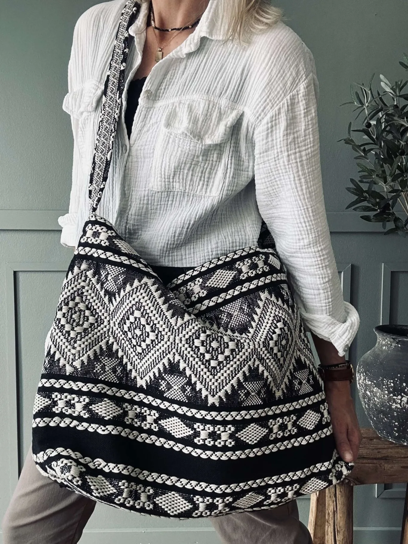 VIAMAJA Skuldertasker|Shoppere<Shopper Black boheme – Perfekt til yoga