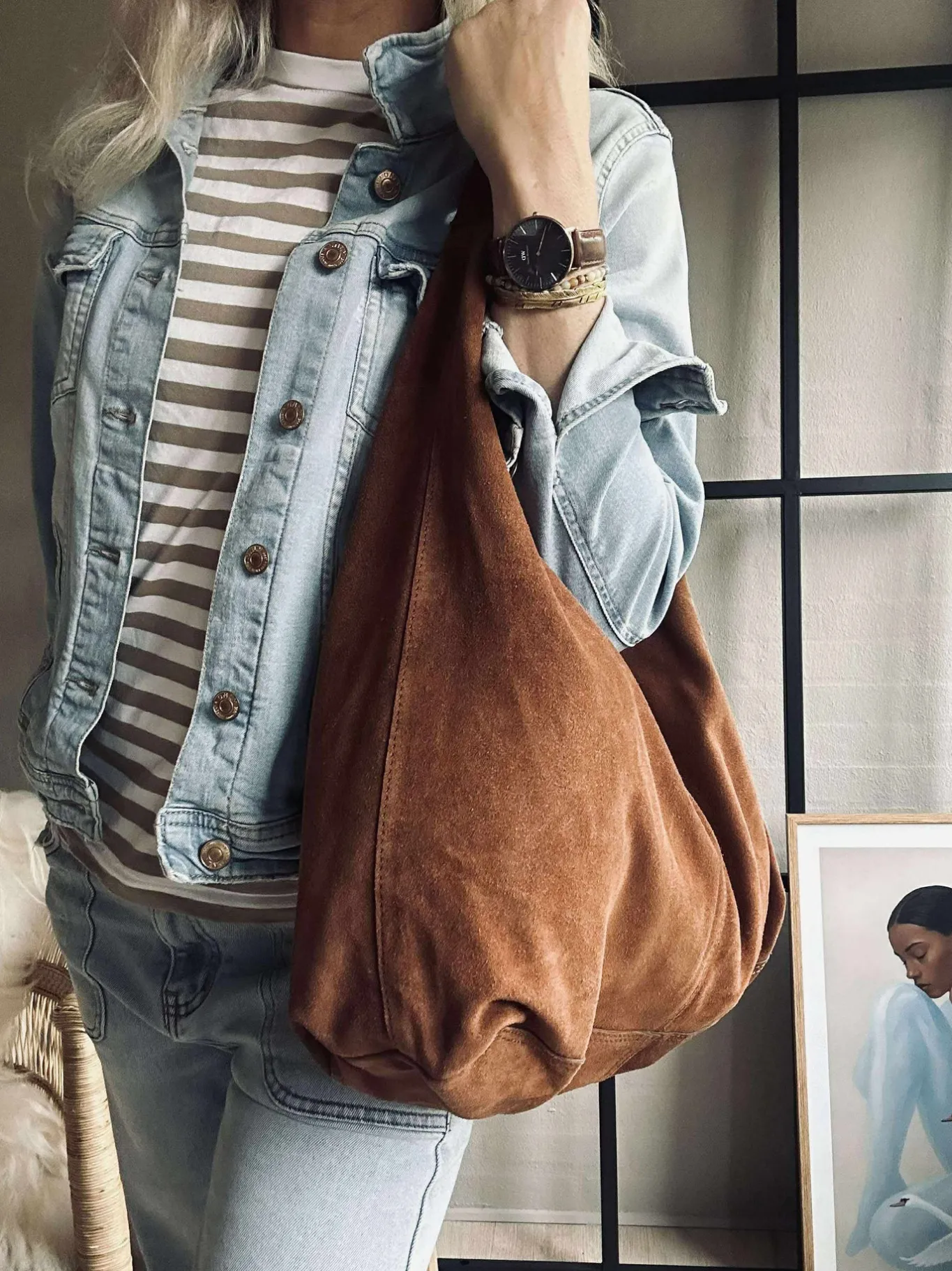 VIAMAJA Skuldertasker|Shoppere<Shopper i blødt ruskind - Cognac