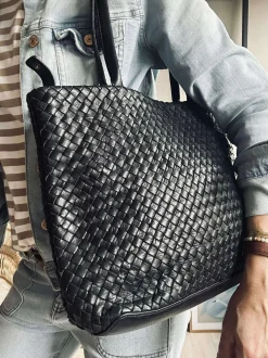 VIAMAJA Skuldertasker|Shoppere<Shopper i flettet skind - Black