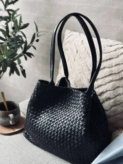 VIAMAJA Skuldertasker|Shoppere<Shopper i flettet skind - Black