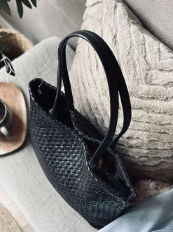 VIAMAJA Skuldertasker|Shoppere<Shopper i flettet skind - Black