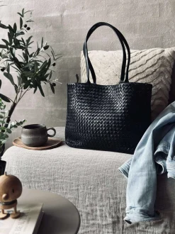 VIAMAJA Skuldertasker|Shoppere<Shopper i flettet skind - Black
