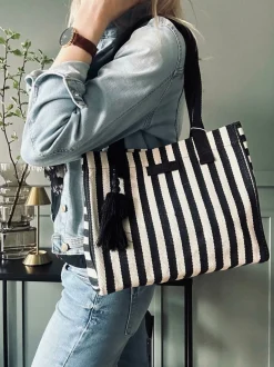 VIAMAJA Skuldertasker|Shoppere<Shopper STRIBE Canvas Small