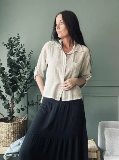 VIAMAJA Skjorter<Skjorte Milla - Hørmix beige