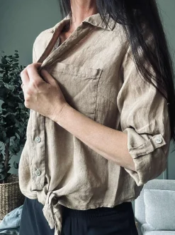 VIAMAJA Skjorter<Skjorte NALA camel - 100% hør