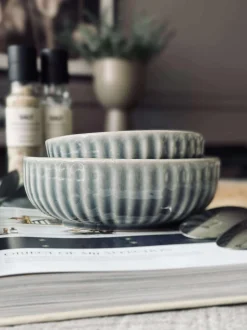 VIAMAJA Porcelæn Og Stentøj|Skåle Og Tallerkener<Skål VIGA strib stentøj - Blå 16cm
