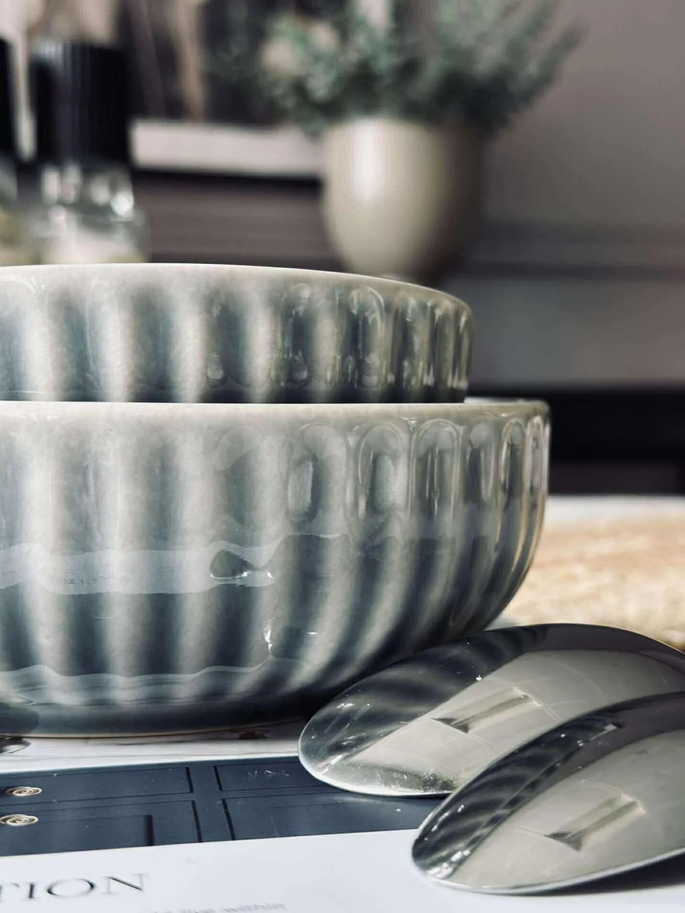 VIAMAJA Porcelæn Og Stentøj|Skåle Og Tallerkener<Skål VIGA strib stentøj - Blå 16cm