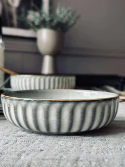VIAMAJA Porcelæn Og Stentøj|Skåle Og Tallerkener<Skål VIGA strib stentøj - Grå