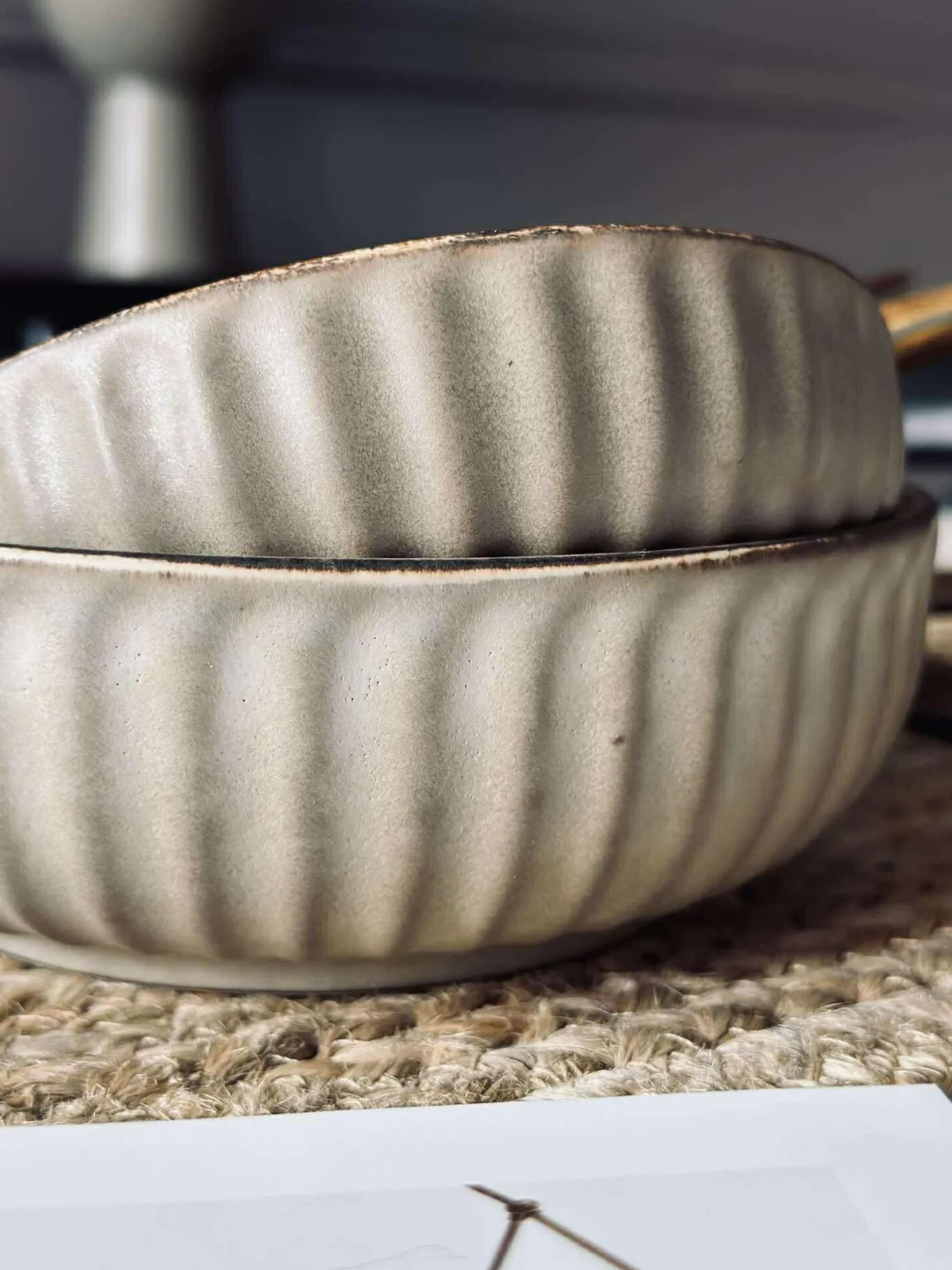 VIAMAJA Porcelæn Og Stentøj|Skåle Og Tallerkener<Skål VIGA strib stentøj - Mat brun 12cm