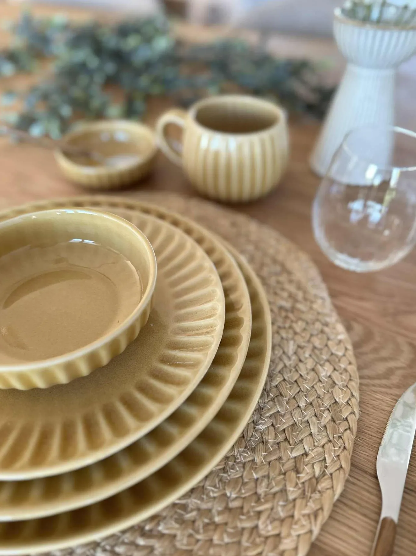 VIAMAJA Porcelæn Og Stentøj|Skåle Og Tallerkener<Skål VIGA strib stentøj - Sennep flere størrelser