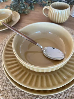VIAMAJA Porcelæn Og Stentøj|Skåle Og Tallerkener<Skål VIGA strib stentøj - Sennep flere størrelser