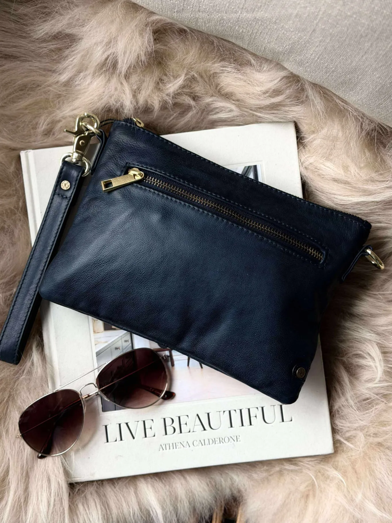 VIAMAJA Clutch|Cross Body<Smuk læder clutch - LADY Midnight Blue