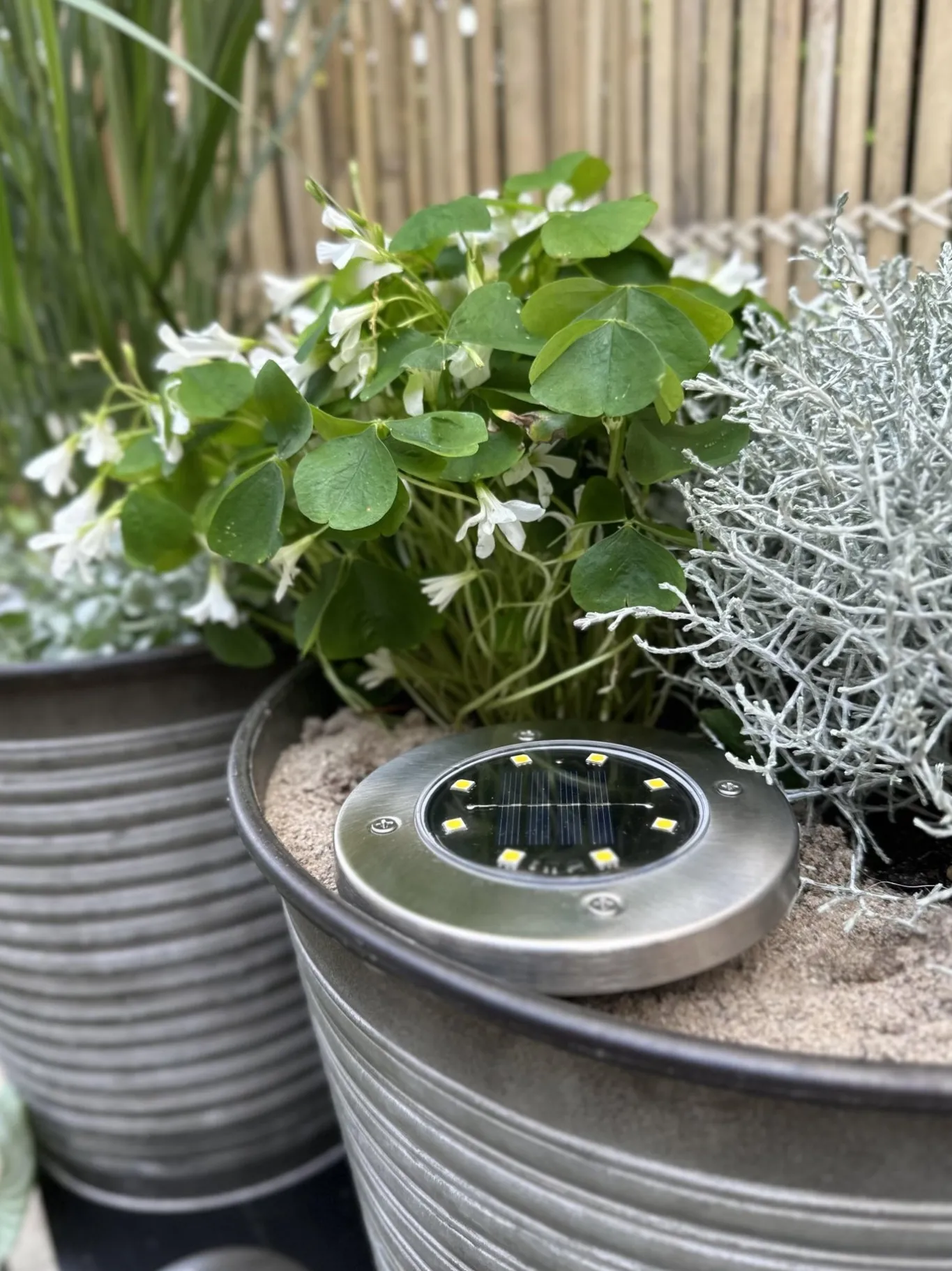 VIAMAJA Lys Og Led|Udendørs Led<Solcelle spots SILVER – Sæt med 4 stk