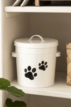 VIAMAJA Hund<Spand m/låg hvid m/potemotiv - 5 liter