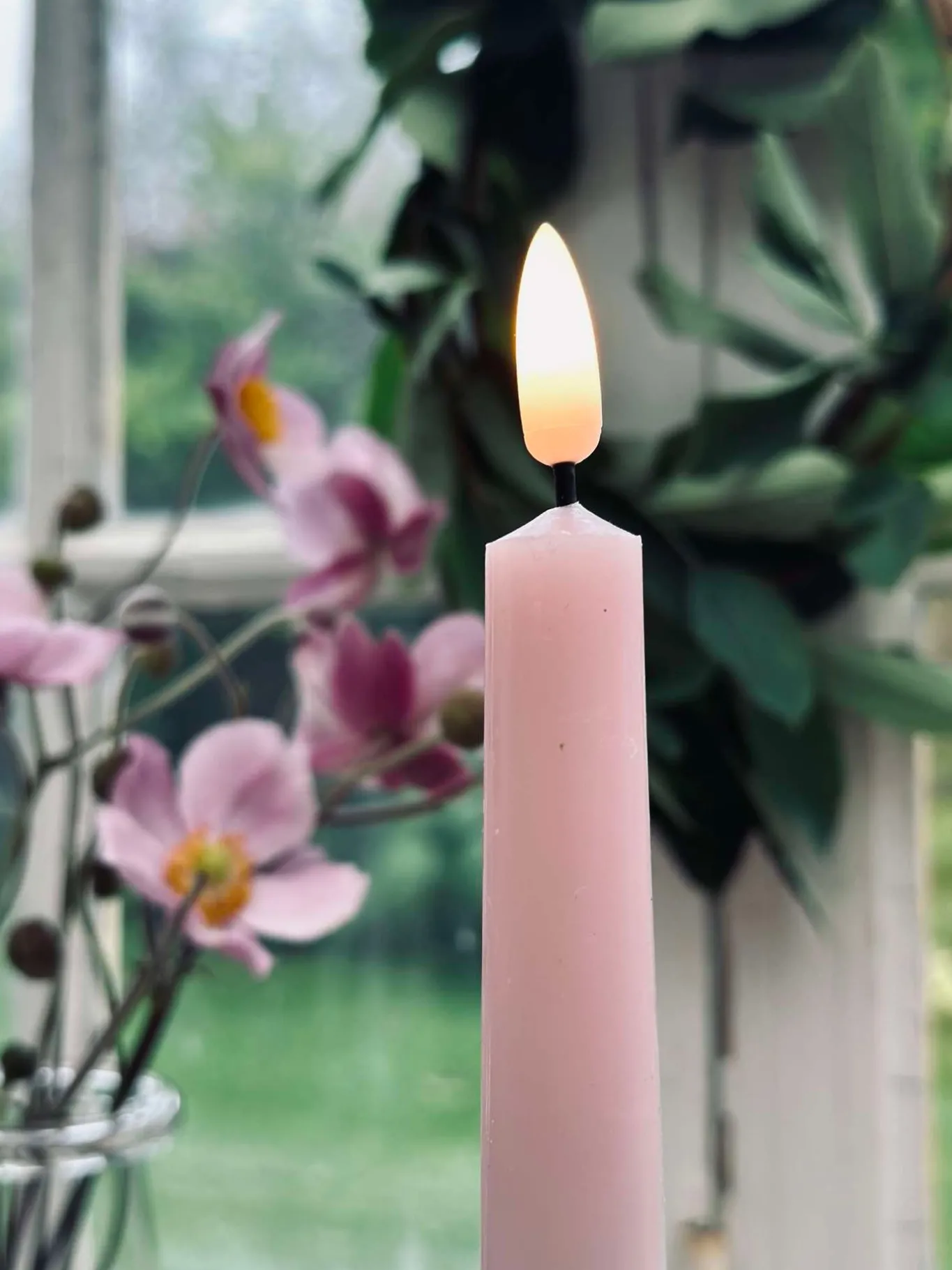 VIAMAJA Lys Og Led|Led Keglelys<Stagelys / Sæt med 2 stk og fjernbetjening – Rosa 24 cm