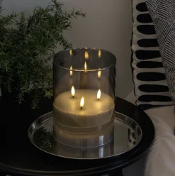 VIAMAJA Lys Og Led|Led Bloklys<Stort LED Bloklys i glas med 3 væger