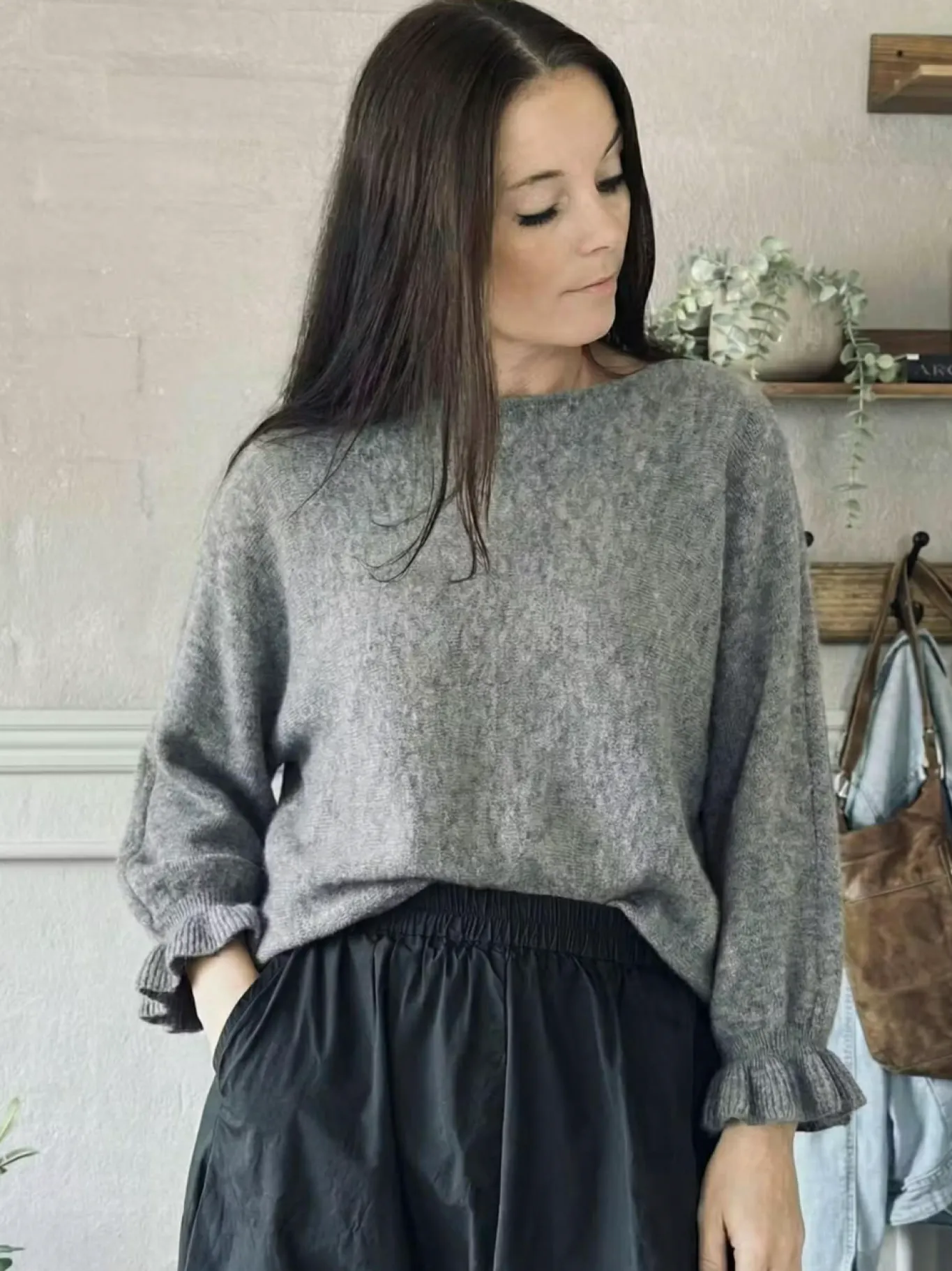 VIAMAJA Strik<Strik Elder flower - Grey