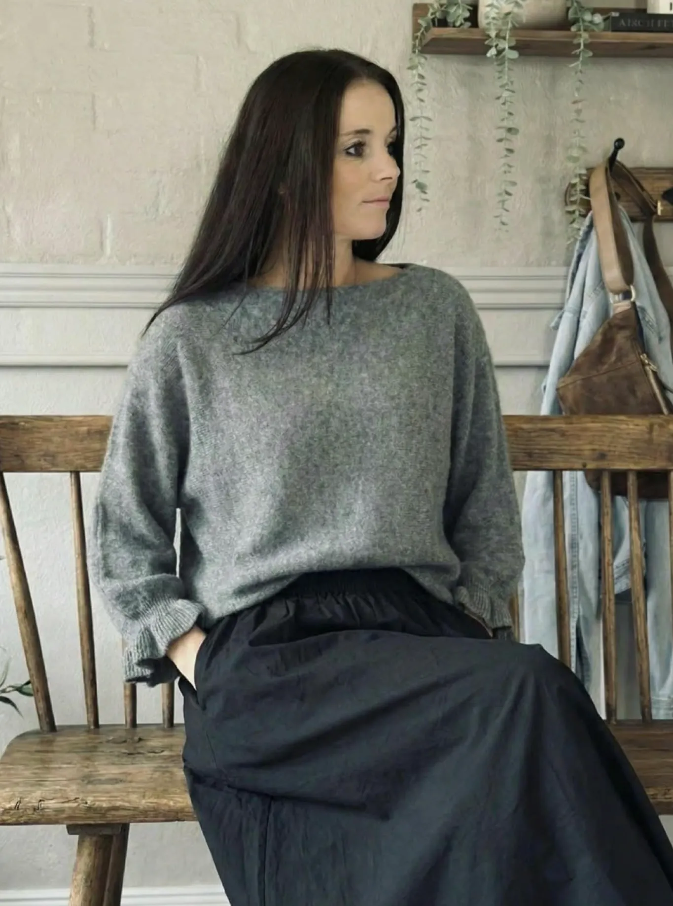 VIAMAJA Strik<Strik Elder flower - Grey