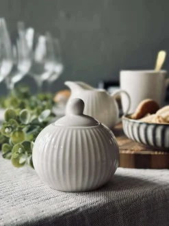 VIAMAJA Porcelæn Og Stentøj|Skåle Og Tallerkener<Sukkerskål Riflet - Porcelæn