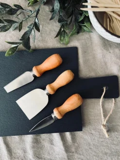 VIAMAJA Skærebrætter|Alt Til Tapas<Tapas sæt med 3 knive og bræt i skiffer