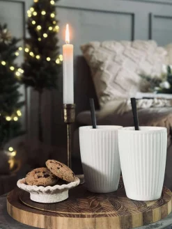 VIAMAJA Krus, Kopper Og Glas|Porcelæn Og Stentøj<Termokrus Plissé - Sæt med 2 stk - Hvid