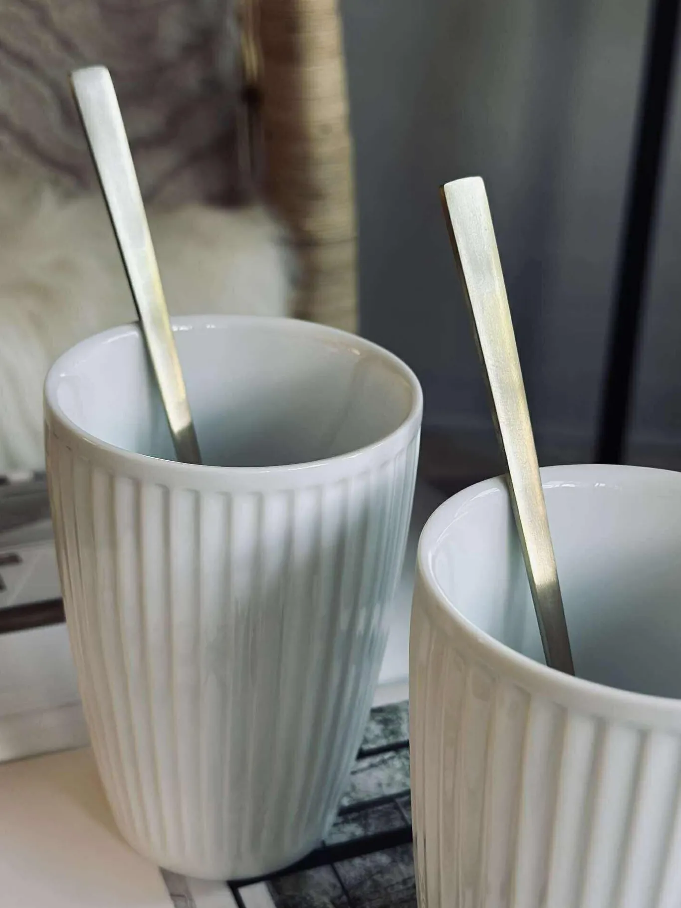 VIAMAJA Krus, Kopper Og Glas|Porcelæn Og Stentøj<Termokrus Plissé - Sæt med 2 stk - Hvid