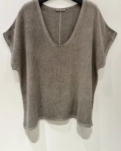 VIAMAJA T-Shirts<T-shirt Cozy hørmix - Brown