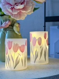 VIAMAJA Lysestager|Led Designlys<Tulipan stager med led lys - 2stk.
