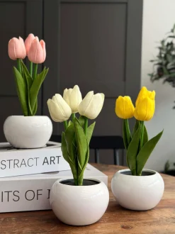 VIAMAJA Blomster|Påske<Tulipaner med lys - Hvid