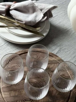 VIAMAJA Krus, Kopper Og Glas<Vandglas Rillet med guld kant - 4 stk.