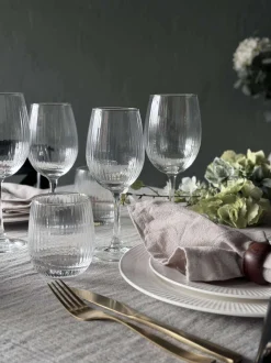 VIAMAJA Krus, Kopper Og Glas<Vandglas Rillet med guld kant - 4 stk.
