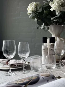 VIAMAJA Krus, Kopper Og Glas<Vandglas Rillet med guld kant - 4 stk.