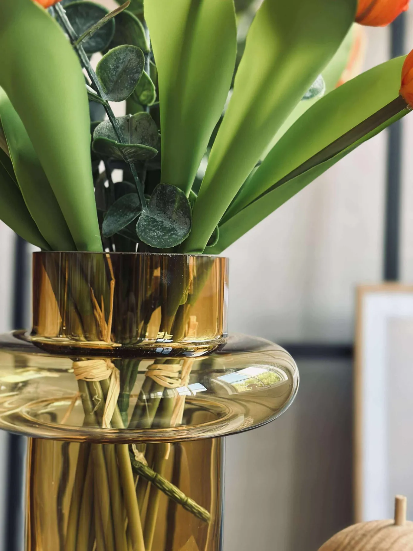 VIAMAJA Vaser|Restparti<Vase i mundblæst glas - Lyngby amber