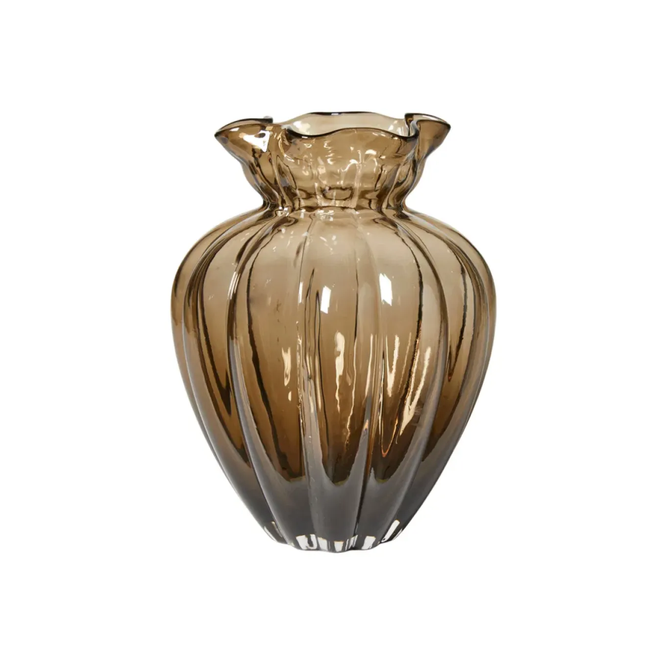 VIAMAJA Vaser<Vase Justine big brown - Mundblæst