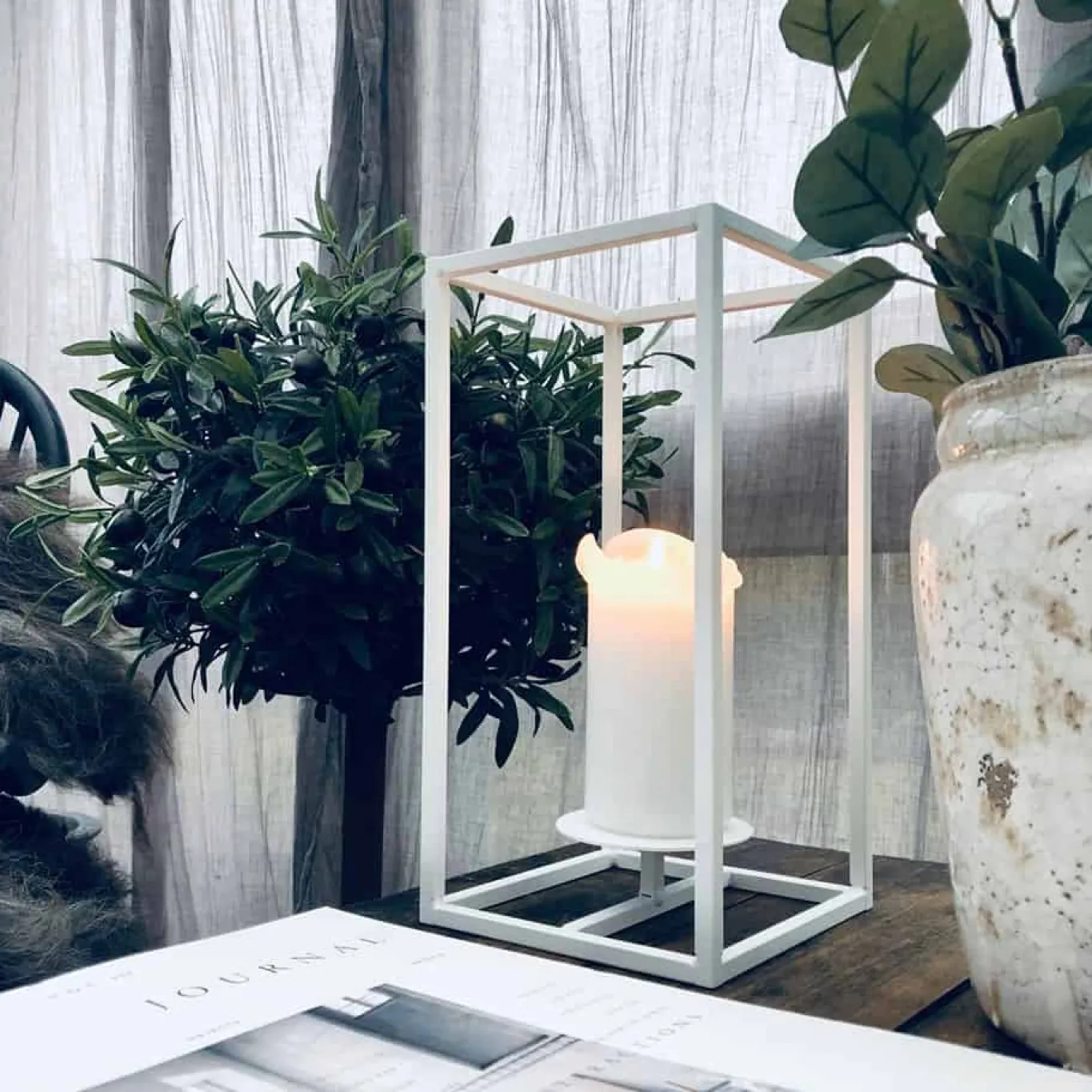 VIAMAJA Lysestager<Cube stage til bloklys - Stor – Hvid