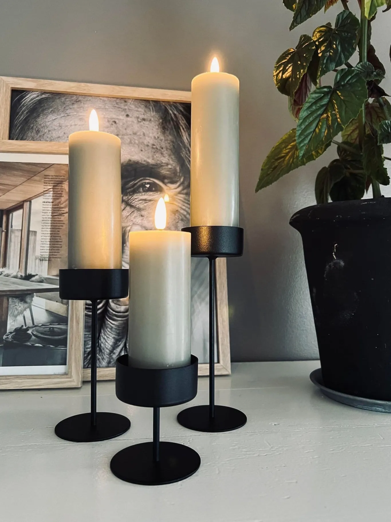 VIAMAJA Lysestager<Simple Big Black – 19cm