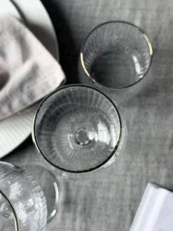 VIAMAJA Krus, Kopper Og Glas|Alt Til Vin<Vinglas Rødvin Rillet med guld kant - 4 stk