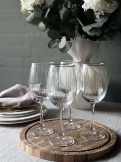 VIAMAJA Krus, Kopper Og Glas|Alt Til Vin<Vinglas Rødvin Rillet med guld kant - 4 stk