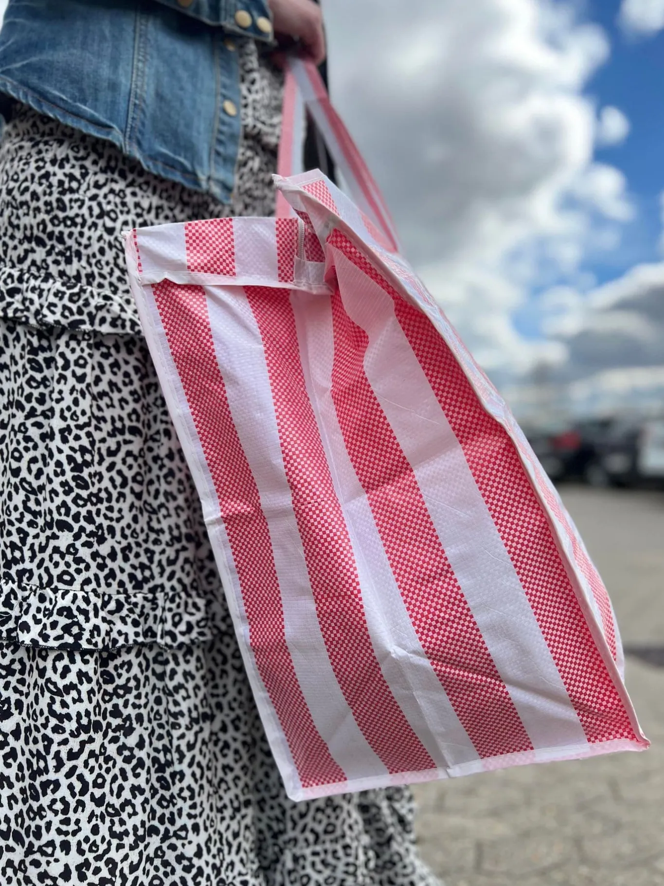 VIAMAJA Shoppere|Camping Og Picnic<XL strandtaske med Strib - Rød